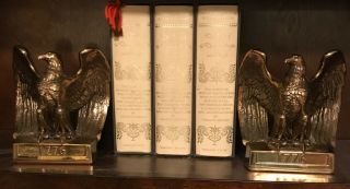 Vintage Federal 1776 Brass Eagle Bookends Philadelphia Manufacturing Co.  W Label