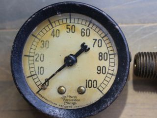 Vintage Jas P.  Marsh Co.  Pressure Gauge Gage Steampunk Antique 160 100 PSI 1.  5 