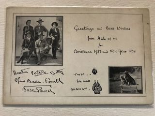 Boy Scout 1933’s Christmas Post Card By Baden Powell