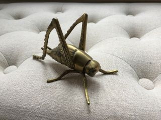 Vintage Solid Brass Grasshopper/locust/cricket Insect Paper Weight Figurine