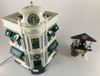 Dept 56 Snow Village Starbucks Building Plus Coffee Cart (no Box)