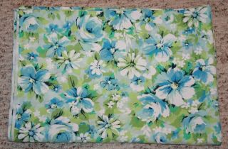 Vintage Moon Flower Twin Flat Sheet Blue Green Floral Springmaid Marvelaire Usa
