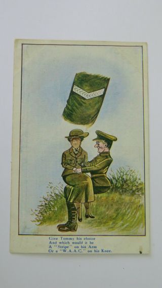 Ww1 Vintage Comic Postcard Waac Womens Army Auxiliary Corps Uniform Love Wartime