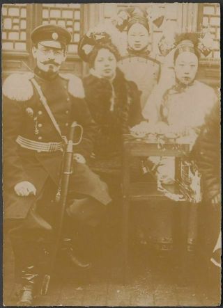 9 Russo - Japanese War Russian Photo Officer And Chinese Women 1900s