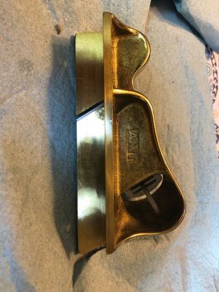 VINTAGE ANTIQUE AMT BRASS woodworking EDGE TRIMMING PLANE TOOL WITH POUCH 2