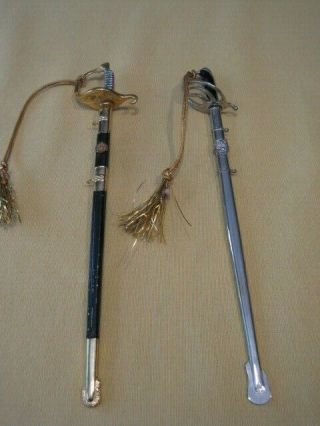 Two Different Antique Miniature Us Navy Officer Sword Letter Opener Both 9 " Long