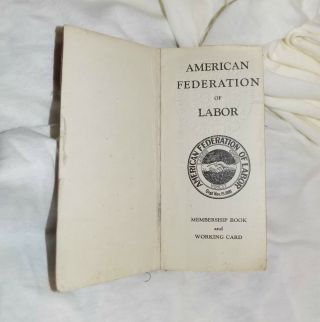 Vintage American Federation Of Labor Union Dues Book 1944