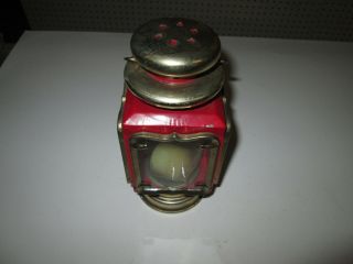 Vintage Hong Kong Glass Brass Candle Burner Handle Lantern