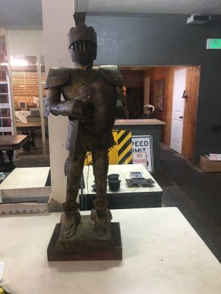 Vintage Suit Of Armor Medieval Knight Statue 52” Aluminum Cast Mexico