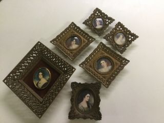 Six (6) Vintage A Cameo Creation Wall Pictures Convex Glass