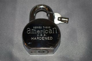 Vintage American Lock Co.  Series T - 900 Hardened Heavy Duty Padlock W/barrel Key