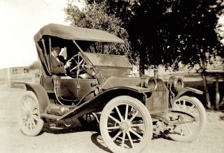 1914 Era Photo Negative Car Hupmobile Owner Driver Rare Automobile On Dirt Road