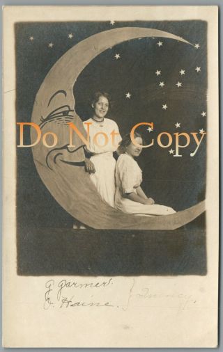 Quincy,  Illinois,  G.  Garmer & O.  Haine,  Paper Moon 1911 Rppc Real Photo Postcard