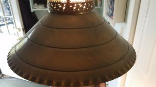 Vintage All Brass Hanging Ceiling Swag Hurricane Style Lamp - Lights Great 6