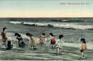 Children Playing In Surf Narragansett Pier Ri Rhode Island