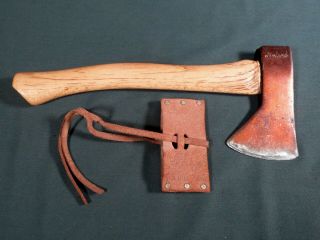 Vintage Norlund Hudson Bay Style Hatchet / Axe With Leather Sheath 1 1/4lbs