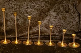 Solid Brass Candlestick Candle Holder Set Of 7 Taper Candle Staggered Sizes