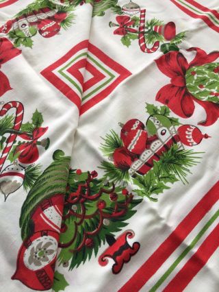 Vintage Christmas Tablecoth Linen Cotton Wilendur 68”x52”