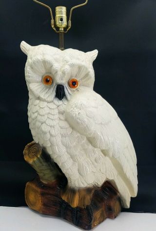 Vintage Ceramic Owl Lamp 60 ' s 70 ' s Statue Light 31” Huge Bird,  Glass Eyes,  mcm 3