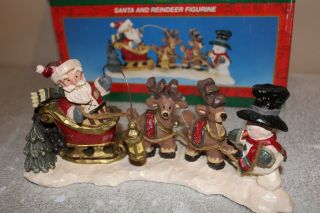 Kurt Adler Snow Town Snowtown Village Santa And Reindeer Figurine Snowman