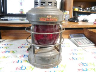 1920s Luck - E - Lite No 25 Kerosene Safety Lantern W Red Globe Embury Mfg Co