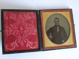 Antique 1/6 Plate Ambrotype Of A Man In His Sunday 