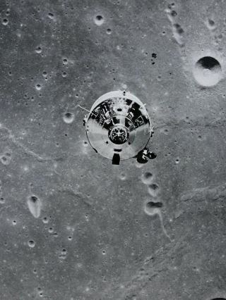 Rare 1960’s Nasa Photo Of Mercury Capsule Over Moon From Estate Of Nasa Employee