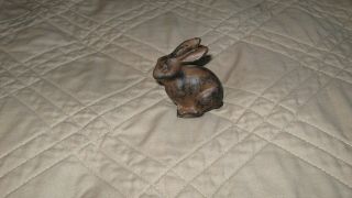 Antique Cast Iron Hubley Rabbit Figurine Paperweight 2.  5 " Tall