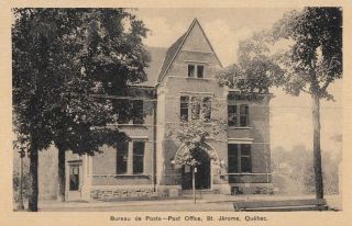 Bureau De Poste Post Office St.  JÉrÔme Quebec Canada 1938 Peco Postcard