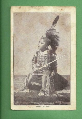 1907 Tuck Postcard Native American Indian Topeka Kansas Young Warrior