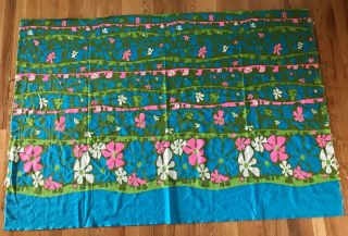 Vhy Hawaiian Textiles Mod Floral Fabric Green Pink Turquoise Flower Power Vintag