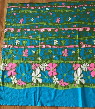 VHY Hawaiian Textiles Mod Floral Fabric Green Pink Turquoise Flower Power Vintag 3