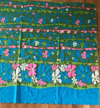 VHY Hawaiian Textiles Mod Floral Fabric Green Pink Turquoise Flower Power Vintag 4