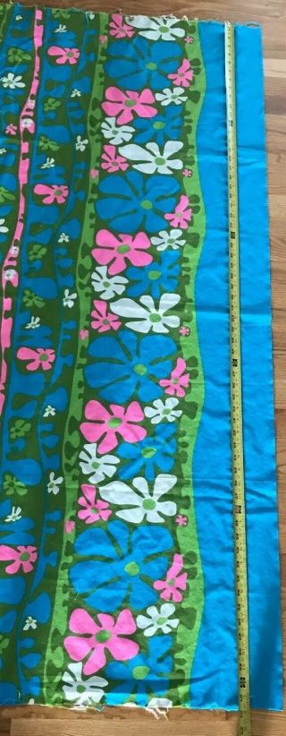 VHY Hawaiian Textiles Mod Floral Fabric Green Pink Turquoise Flower Power Vintag 5