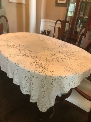 Vintage Scranton Ivory Lace Tablecloth 66w X 74 " L
