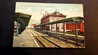 Western Maryland Railroad Depot R.  R Cumberland Md Train Station Postcard