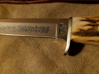 CASE XX USA 1977 516 - 5 SSP STAG BLUE SCROLL KNIFE SHEATH 2