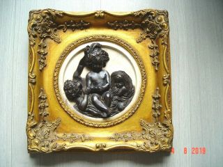 Antique Carved Marble Wall Plaque In Gilded Timber & Gesso Frame,  E W Wyon,  1848