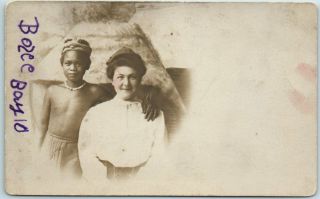 Vintage Rppc Real Photo Postcard " Mother In Oregon " W/ Igorotte Indian Boy C1910