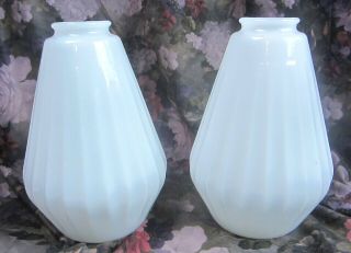 Set Of 2 Vintage 9” Milk Glass Lamp Light Shade Globes