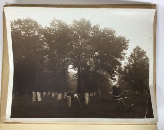 Vintage 11 X 14 Photograph Of A Cemetry At Dusk