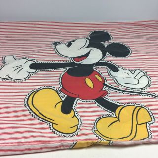Vintage Disney Mickey Mouse Red White Blue Striped Ticking Pillowcase