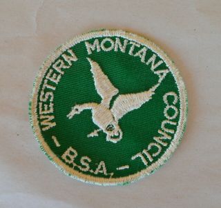 Vtg Round Sew On Patch Bsa Boy Scouts Of America Western Montana Council Green