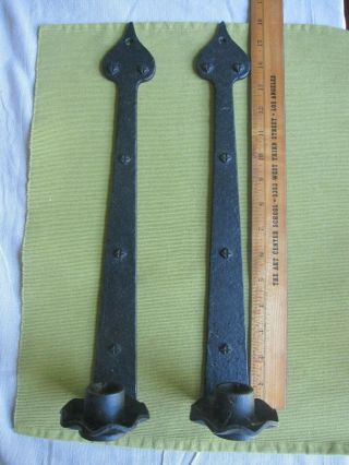 Two Vintage Emig Cast Iron Candle Holder Wall Sconce 16 " Tall Taper