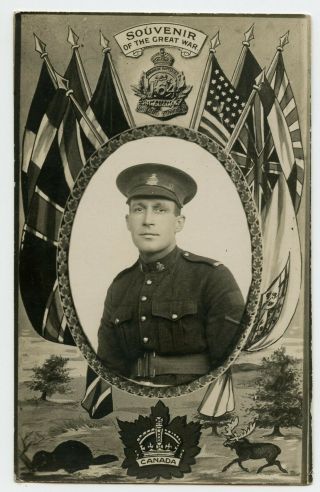 Canadian Soldier Wwi Military Patriotic Photo Postcard By Taylor,  Surrey Bc