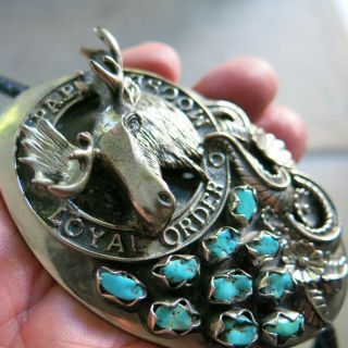 Vintage Loyal Order of Moose Bolo Tie with Turquoise Southwest [4662] 5