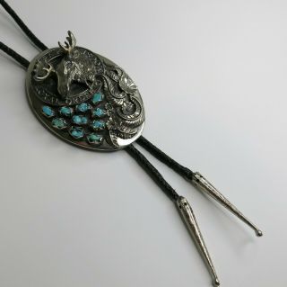 Vintage Loyal Order of Moose Bolo Tie with Turquoise Southwest [4662] 7