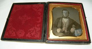 6th Plate Size Daguerreotype Of A Young Handsome Man Fancy Full Case