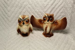 Vintage Adorable Owl Couple Salt And Pepper Shakers - Japan