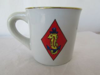 Vintag Fuji Shop Iwakuni Ceramic Mug Cup Usmcs Seahorse Anchor Sea Duty Military